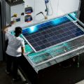 Mounting of PV module in the steady-state solar simulator   ©AIT/S. Menegaldo